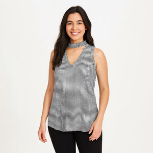 NWT Women's ruff hewn GREY Houndstooth Tank Top S Black White